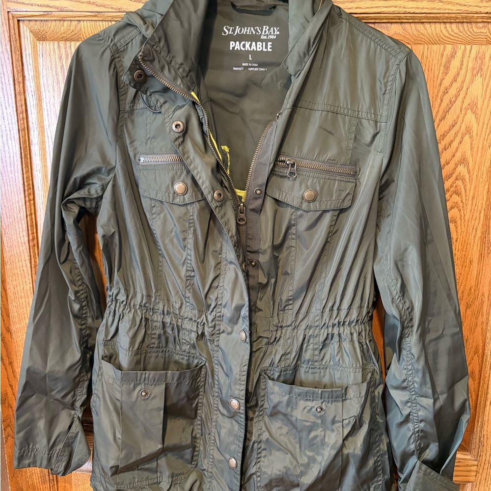 St. John's Bay Green Utility Jacket with Drawstring Waist